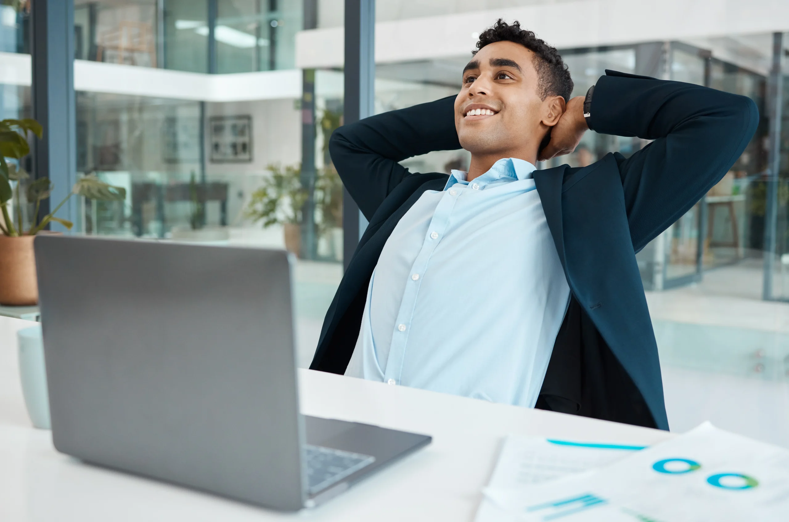 Relaxed landlord with rent paid on time